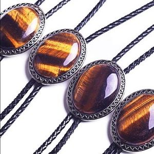 Tiger Eye bolo tie necklace